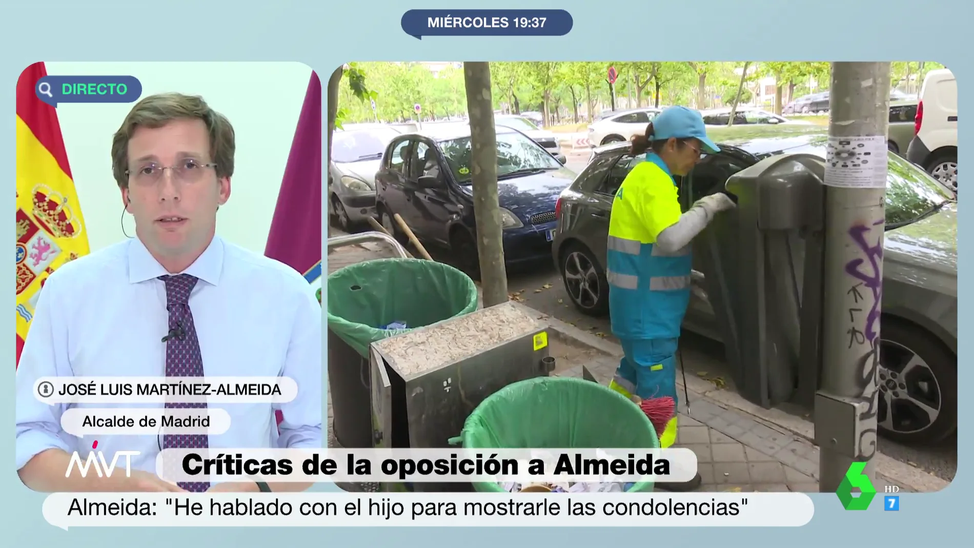 Almeida vuelve a echar balones fuera sobre la muerte de un barrendero por un golpe de calor en Madrid: "No había una relación contractual"