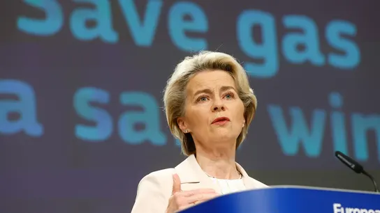 Ursula von der Leyen, durante su comparecencia en la Comisión Europea. La propuesta de Bruselas para ahorrar gas: racionamientos obligatorios en casos de emergencia