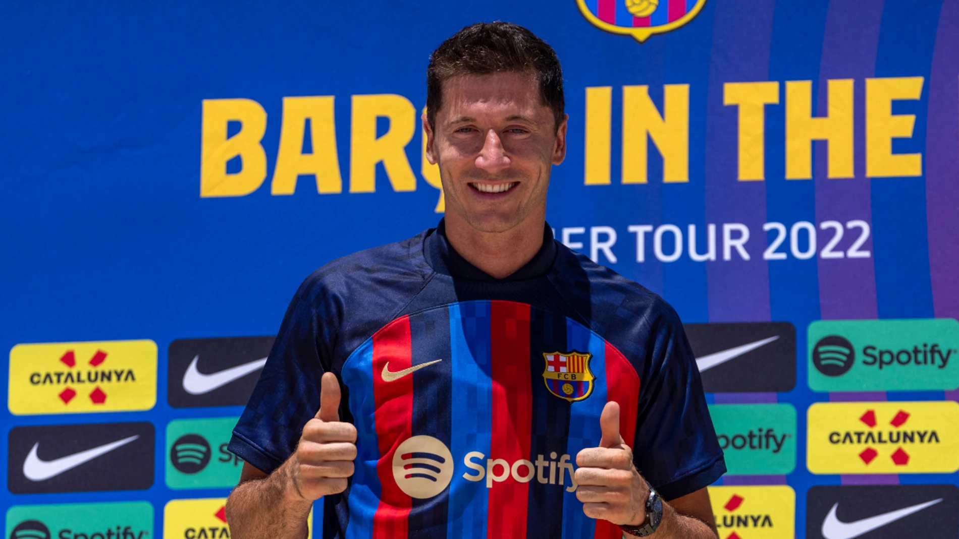 Robert Lewandowski, con la camiseta del Barça