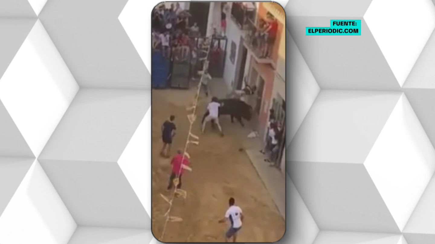Un toro cornea con violencia a un joven en los encierros de Quartell, Valencia Un toro cornea con violencia a un joven en los encierros de Quartell, Valencia