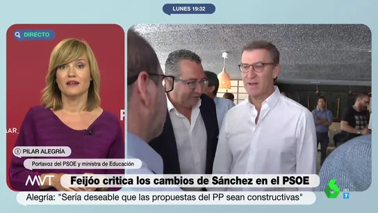 Pilar Alegría: "El PSOE cambia para seguir creciendo, el PP cambió para no hablar de la corrupción" Pilar Alegría: "El PSOE cambia para seguir creciendo, el PP cambió para no hablar de la corrupción"