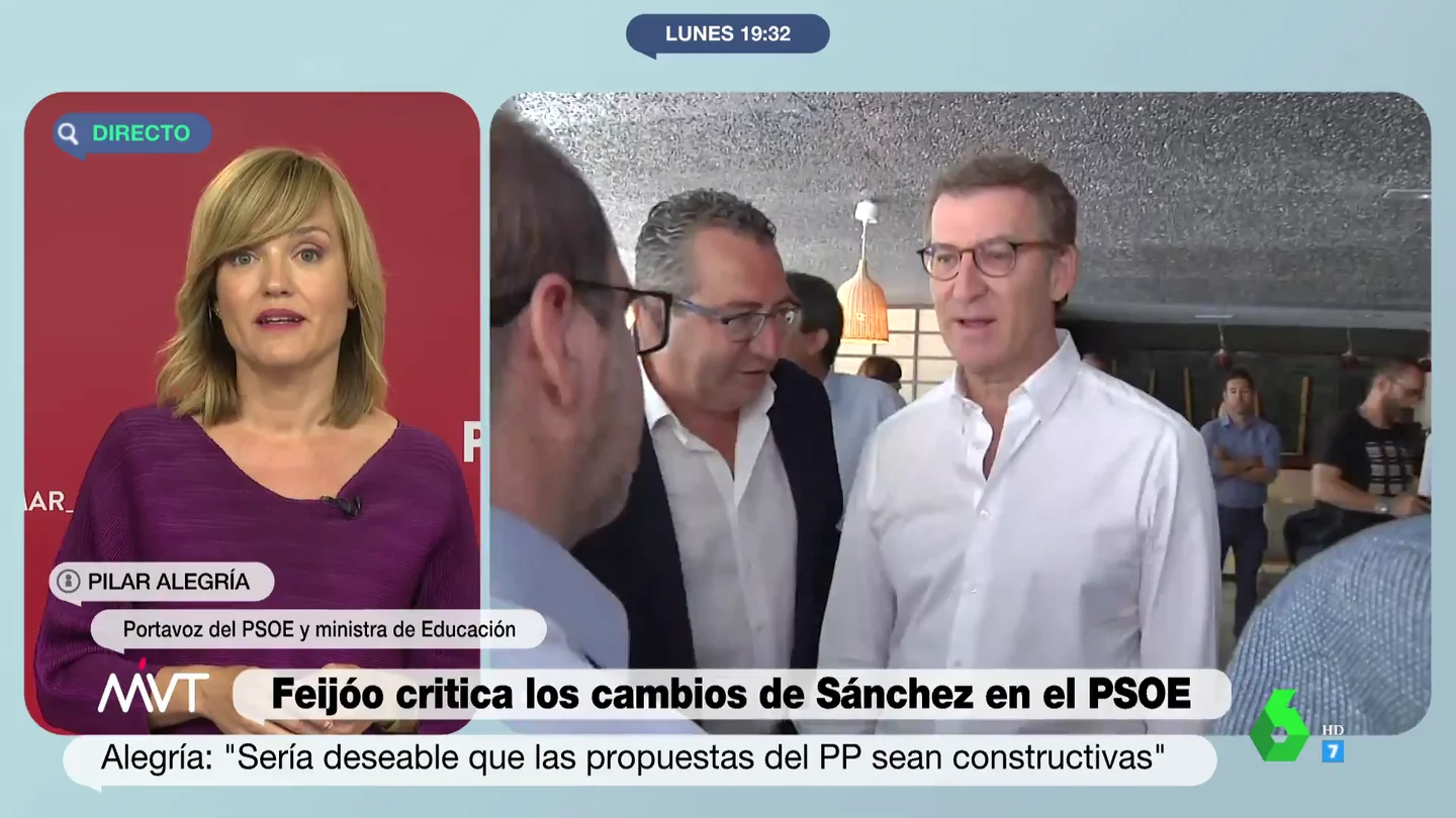 Pilar Alegría: "El PSOE cambia para seguir creciendo, el PP cambió para no hablar de la corrupción" Pilar Alegría: "El PSOE cambia para seguir creciendo, el PP cambió para no hablar de la corrupción"