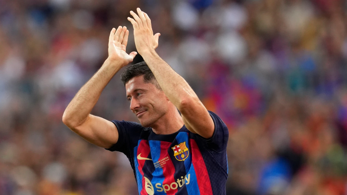 Robert Lewandowski, con el Barça Robert Lewandowski, con el Barça