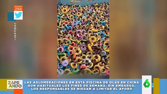 Así de abarrotada estaba una piscina de olas en China Así de abarrotada estaba una piscina de olas en China