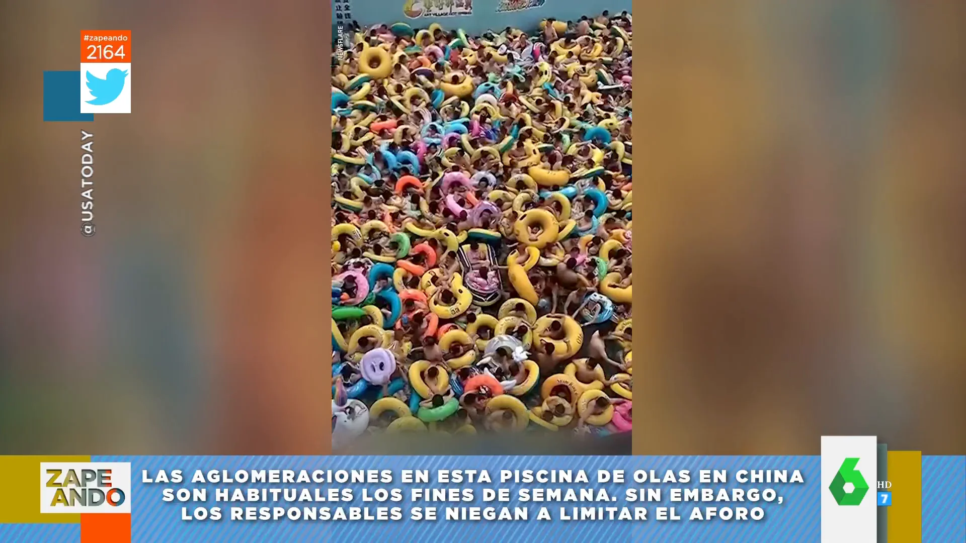 Así de abarrotada estaba una piscina de olas en China 