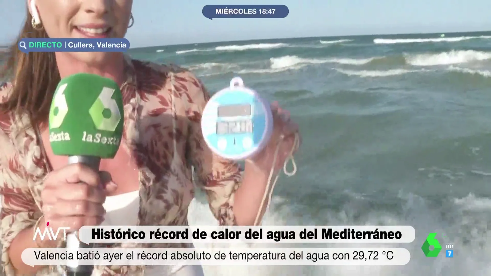 Comprobamos en directo la temperatura del Mediterráneo: 32 ºC, solo dos grados menos