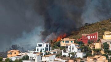 Imagen del incendio forestal que se inició la noche del sábado en Vall d&#39;Ebo (Alicante)