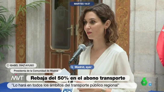 Del "chequevoto no funciona" a rebajar el abono transporte un 50%: así ha cambiado su discurso Ayuso en un mes Del "chequevoto no funciona" a rebajar el abono transporte un 50%: así ha cambiado su discurso Ayuso en un mes