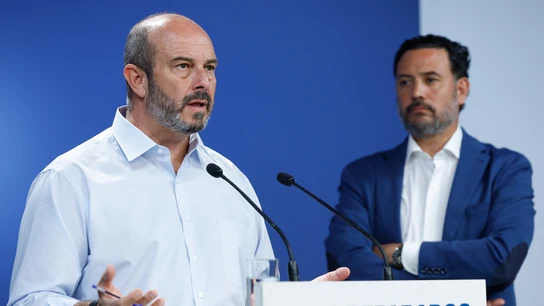 El vicesecretario de Coordinación Autonómica y Local del PP, Pedro Rollán (i) junto al secretario general adjunto del Grupo Popular en el Congreso, Guillermo Mariscal. El vicesecretario de Coordinación Autonómica y Local del PP, Pedro Rollán (i) junto al secretario general adjunto del Grupo Popular en el Congreso, Guillermo Mariscal.