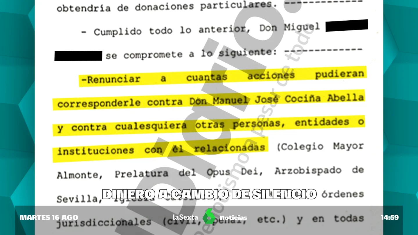 Un contrato ante notario para ocultar los abusos sexuales: así compró un cura del Opus Dei el silencio de una víctima Un contrato ante notario para ocultar los abusos sexuales: así compró un cura del Opus Dei el silencio de una víctima