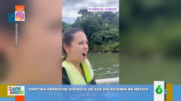 Las caras de pánico de Cristina Pedroche cuando ve a un cocodrilo cerca de ella en México: &quot;Como se acerque me cago&quot;