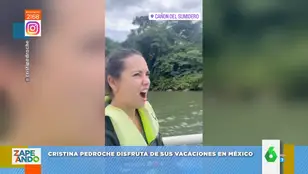 Las caras de pánico de Cristina Pedroche cuando ve a un cocodrilo cerca de ella en México: "Como se acerque me cago"