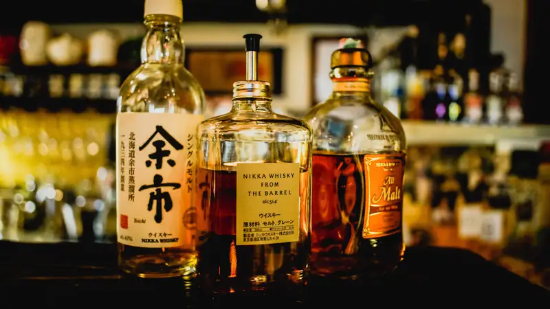 Imagen de archivo de bebidas alcohólicas japonesas