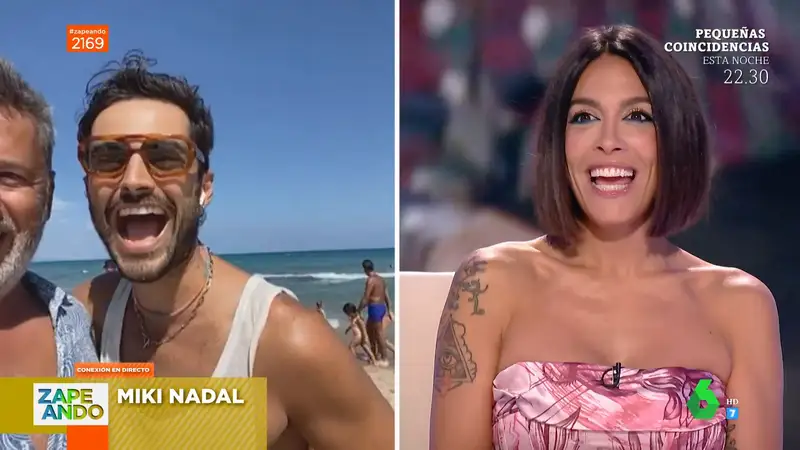 El novio de Lorena Castell aparece en un directo de Miki Nadal en la playa para sorprenderla: "¿Qué haces tú ahí?"