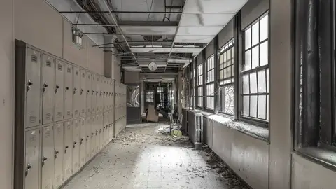 Imagen de archivo de una escuela abandonada Imagen de archivo de una escuela abandonada