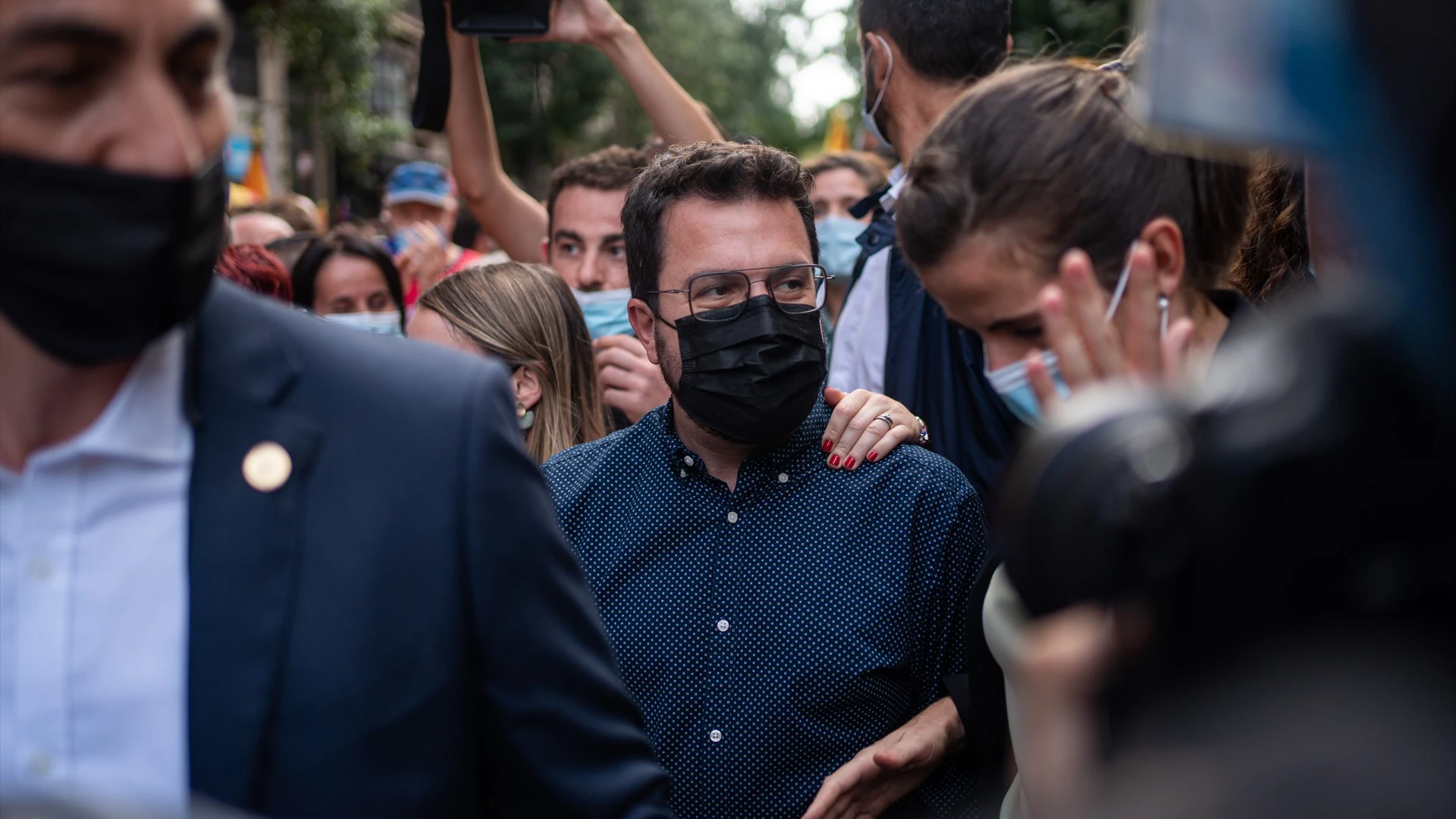 Aragonès, en la manifestación independentista de la Diada de 2021