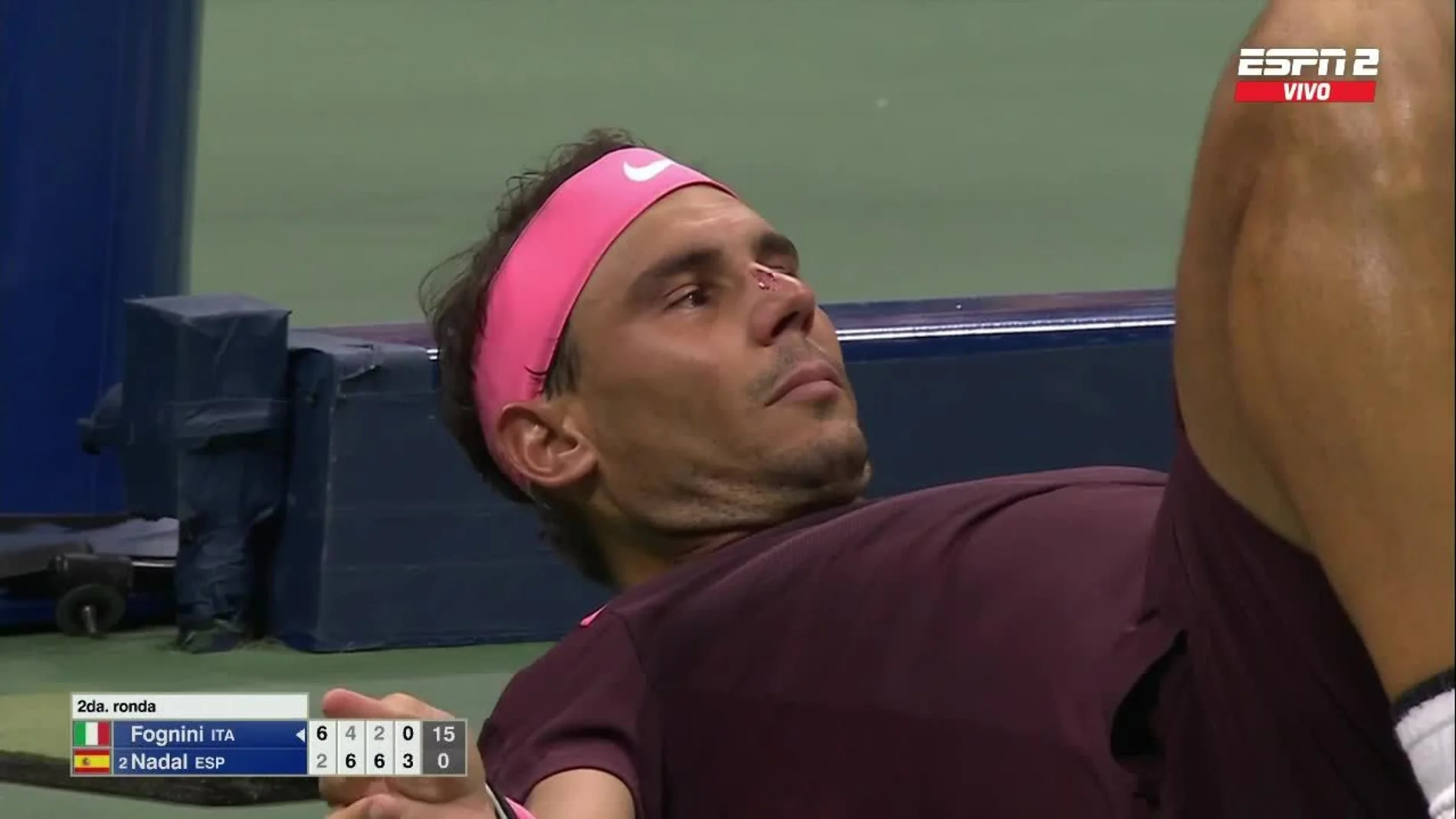 &quot;Pensé que me había roto la nariz&quot;: Rafa Nadal da el susto en el US Open... y avanza de ronda