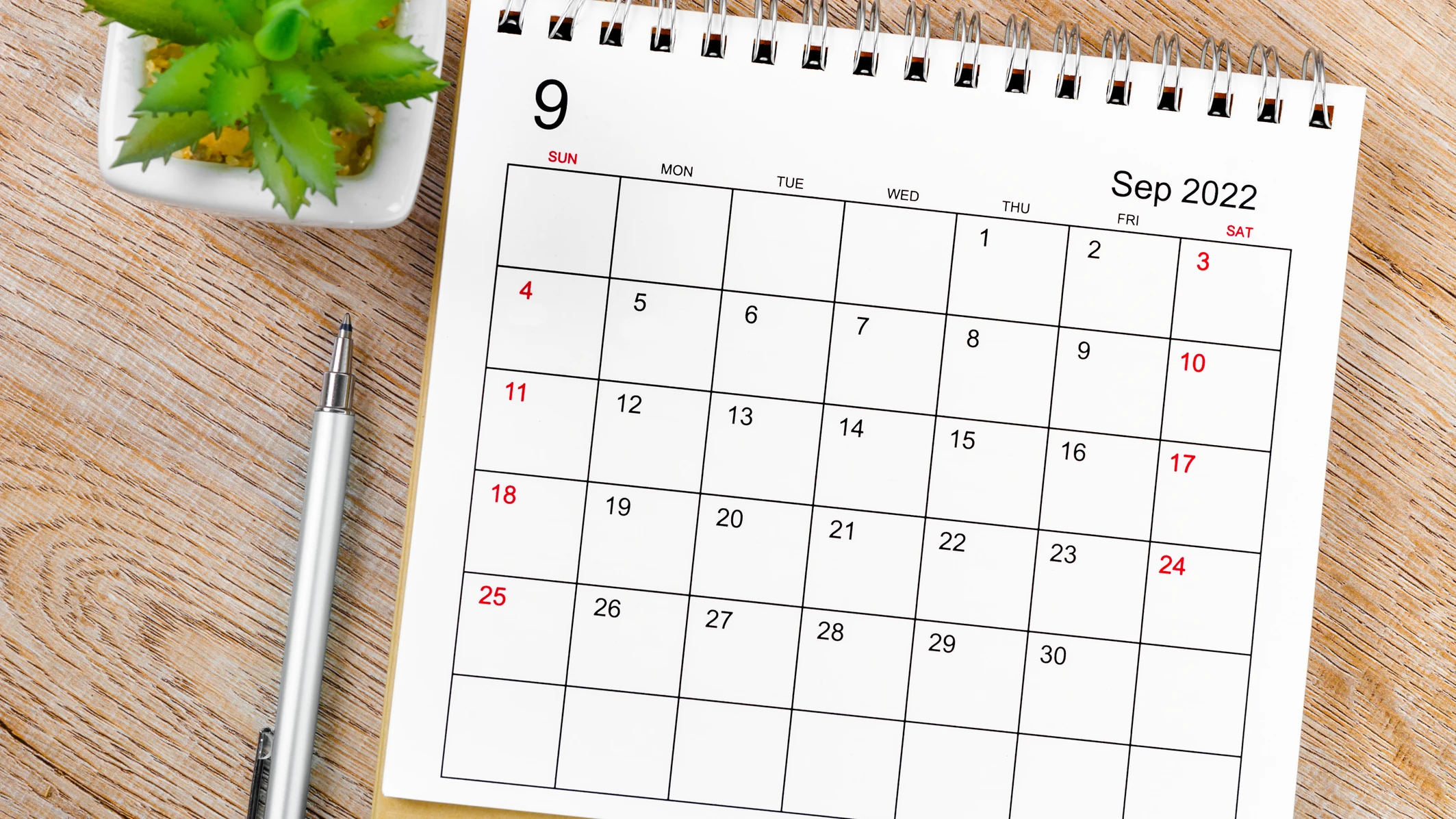 Calendario del mes de septiembre