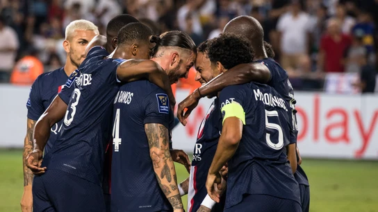 Varios jugadores del PSG durante un partido Varios jugadores del PSG durante un partido