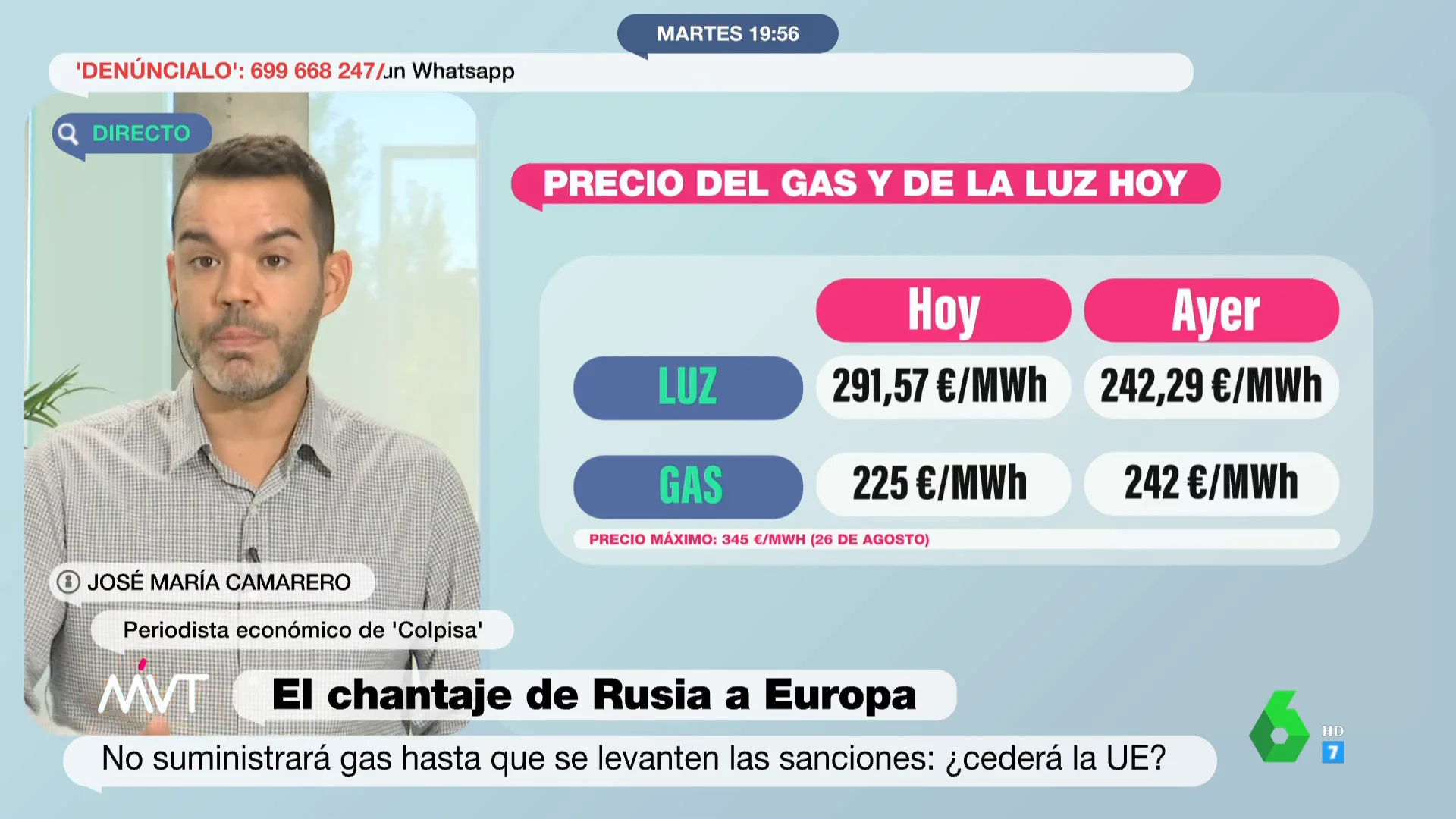 José María Camarero no descarta que el precio la luz llegue a doblarse este invierno