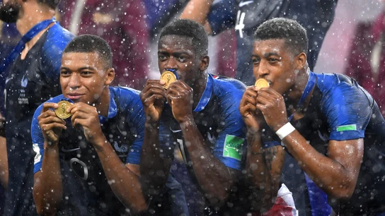 Mbappé, Dembélé y Kimpembe Mbappé, Dembélé y Kimpembe