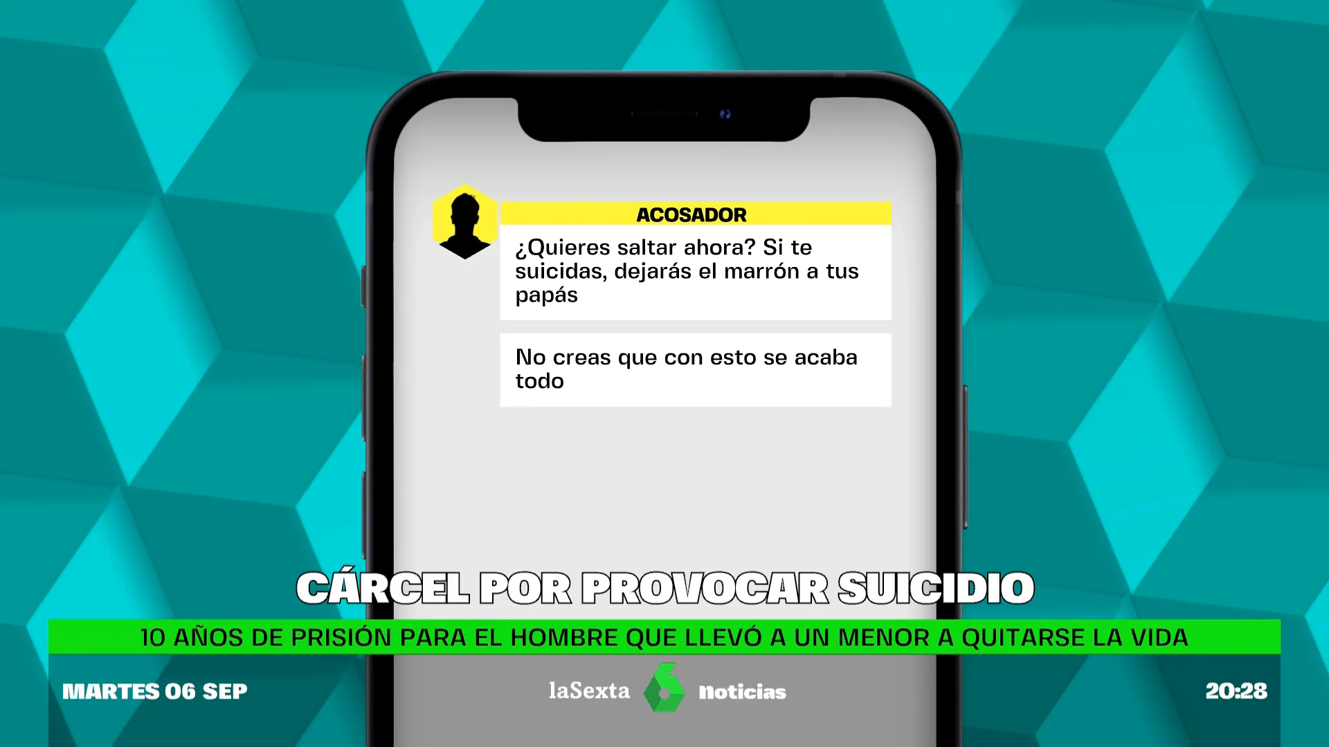 Condenan a un hombre a diez años de prisión por inducir el suicidio de un menor pese a sus advertencias