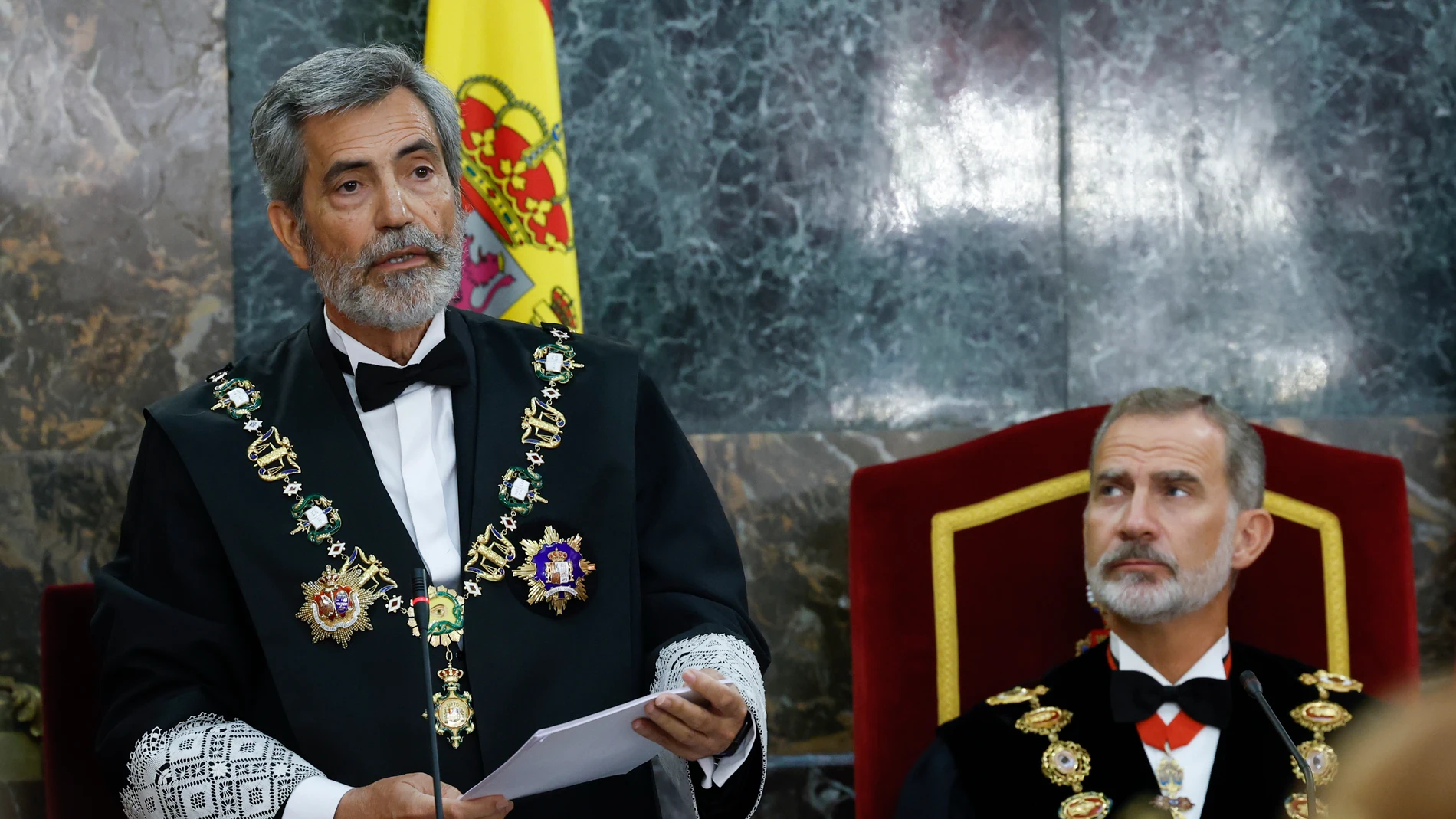 Carlos Lesmes ante el rey Felipe en el acto de apertura del Año Judicial 2022/2023