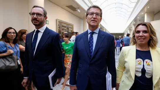 Javier Maroto, junto a Feijóo a su llegada en el Senado Javier Maroto, junto a Feijóo a su llegada en el Senado