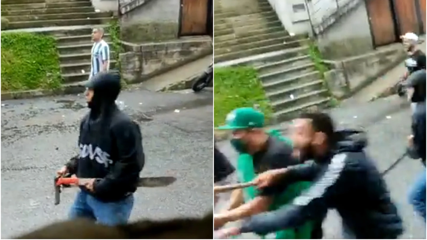 Escándalo ultra en Colombia: hinchas del Medellín y el Nacional se enfrentan con machetes y una pistola Escándalo ultra en Colombia: hinchas del Medellín y el Nacional se enfrentan con machetes y una pistola