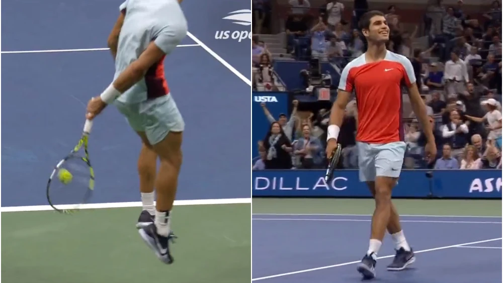 ¿Es humano? Carlos Alcaraz consuma "el punto del US Open" con un golpeo ¡¡de espaldas!!