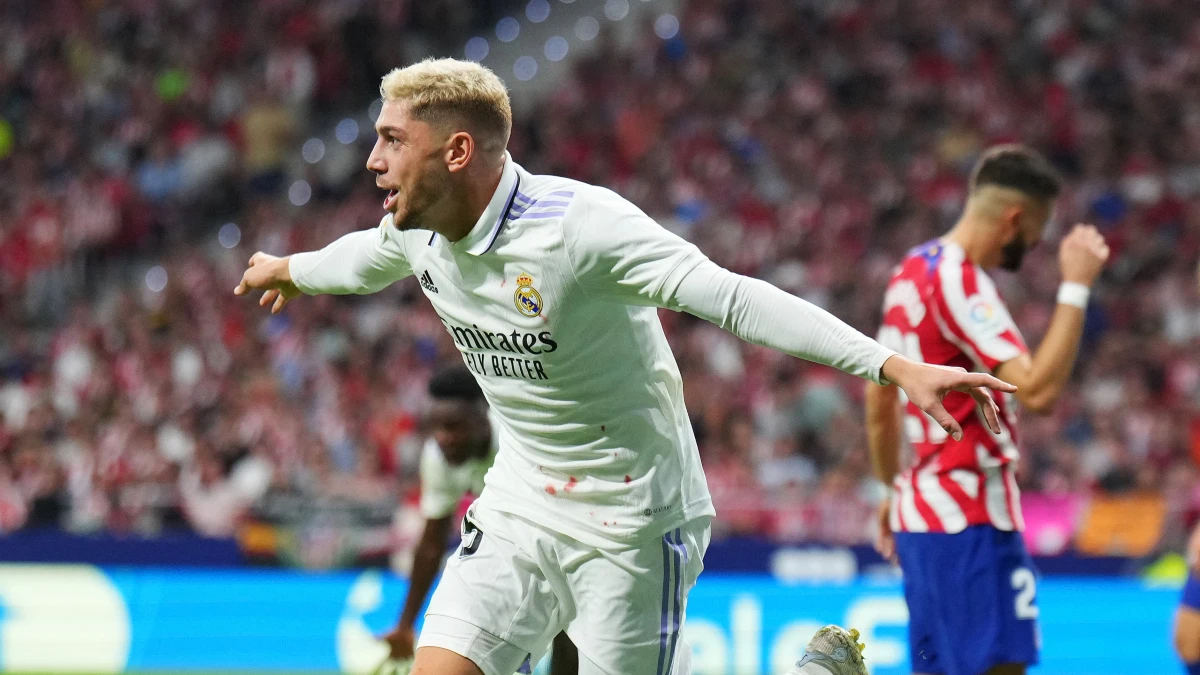 Fede Valverde celebra un gol ante el Atlético