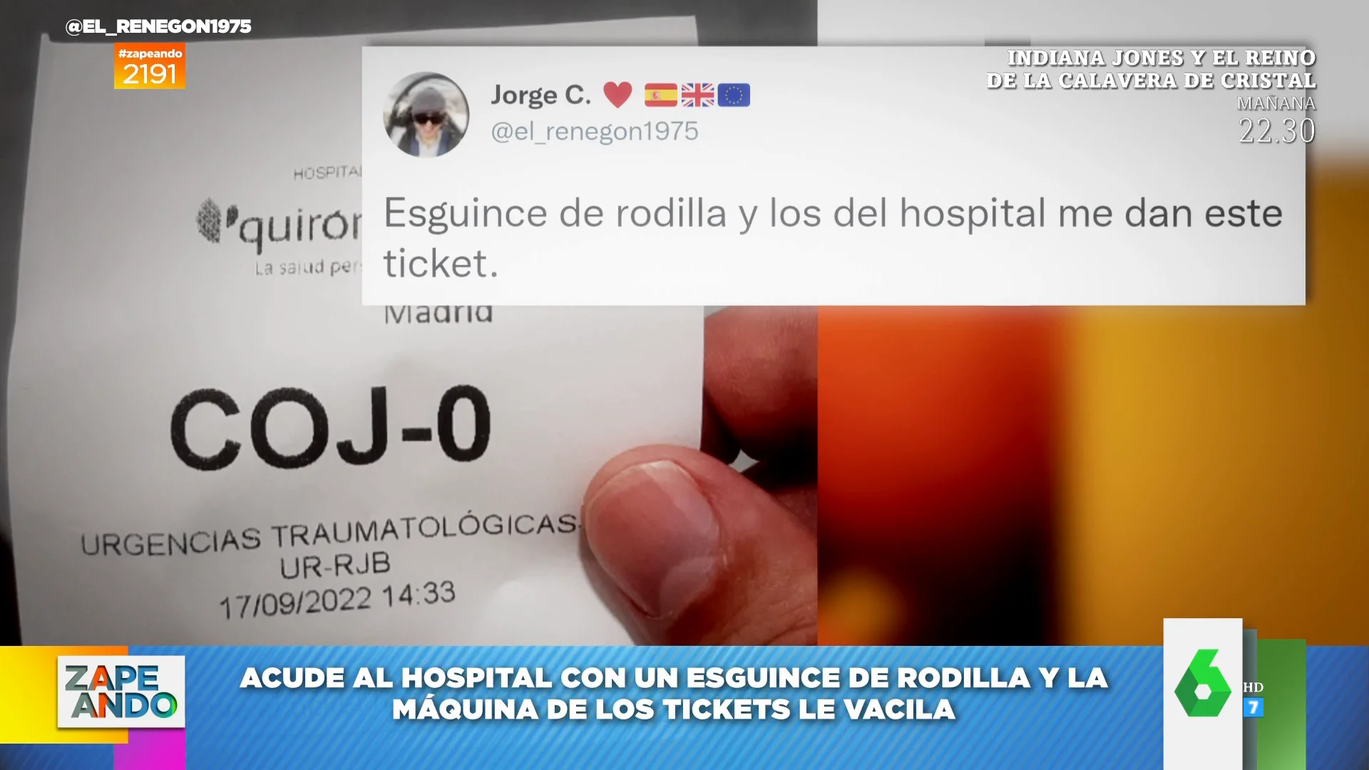 El ticket viral que recibe un chico en el hospital tras sufrir un esguince de rodilla