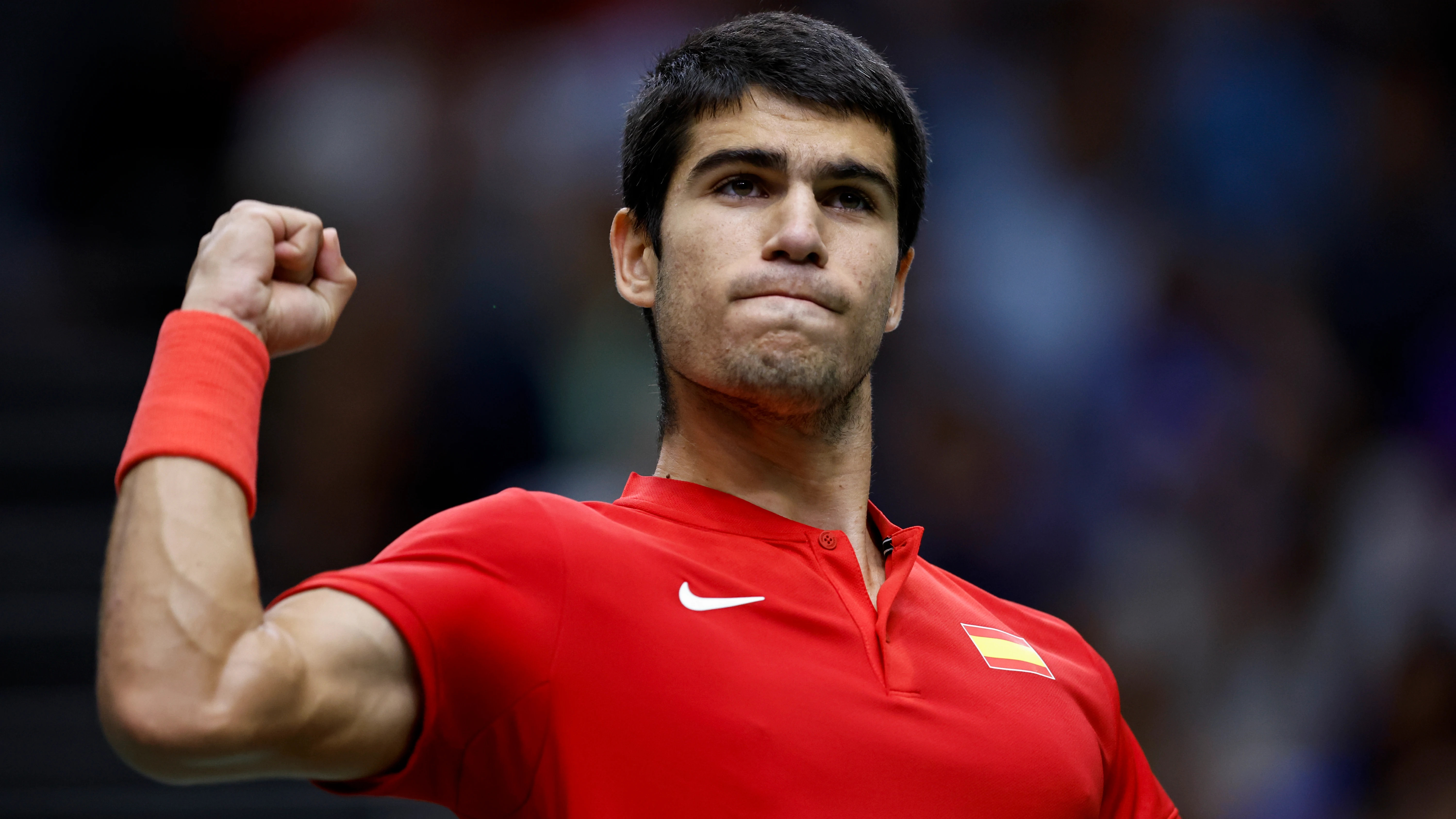 Carlos Alcaraz, durante la Copa Davis