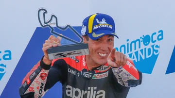 Aleix Espargaró, en el podio en el GP de Aragón
