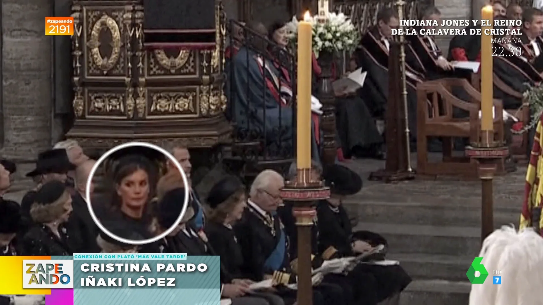 La mirada "láser" de la reina Letizia al rey Juan Carlos en el funeral de Isabel II que "ha matado a 12 gatitos"