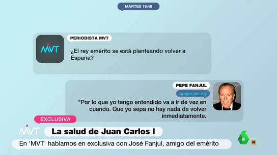 Exclusiva | Hablamos con Pepe Fanjul, amigo del rey emérito: "Irá de vez en cuando a España, pero no inmediatamente" Exclusiva | Hablamos con Pepe Fanjul, amigo del rey emérito: "Irá de vez en cuando a España, pero no inmediatamente"