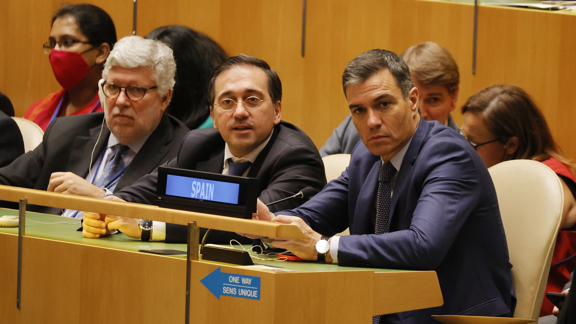 El presidente del Gobierno español, Pedro Sánchez, habla en la sede de la ONU