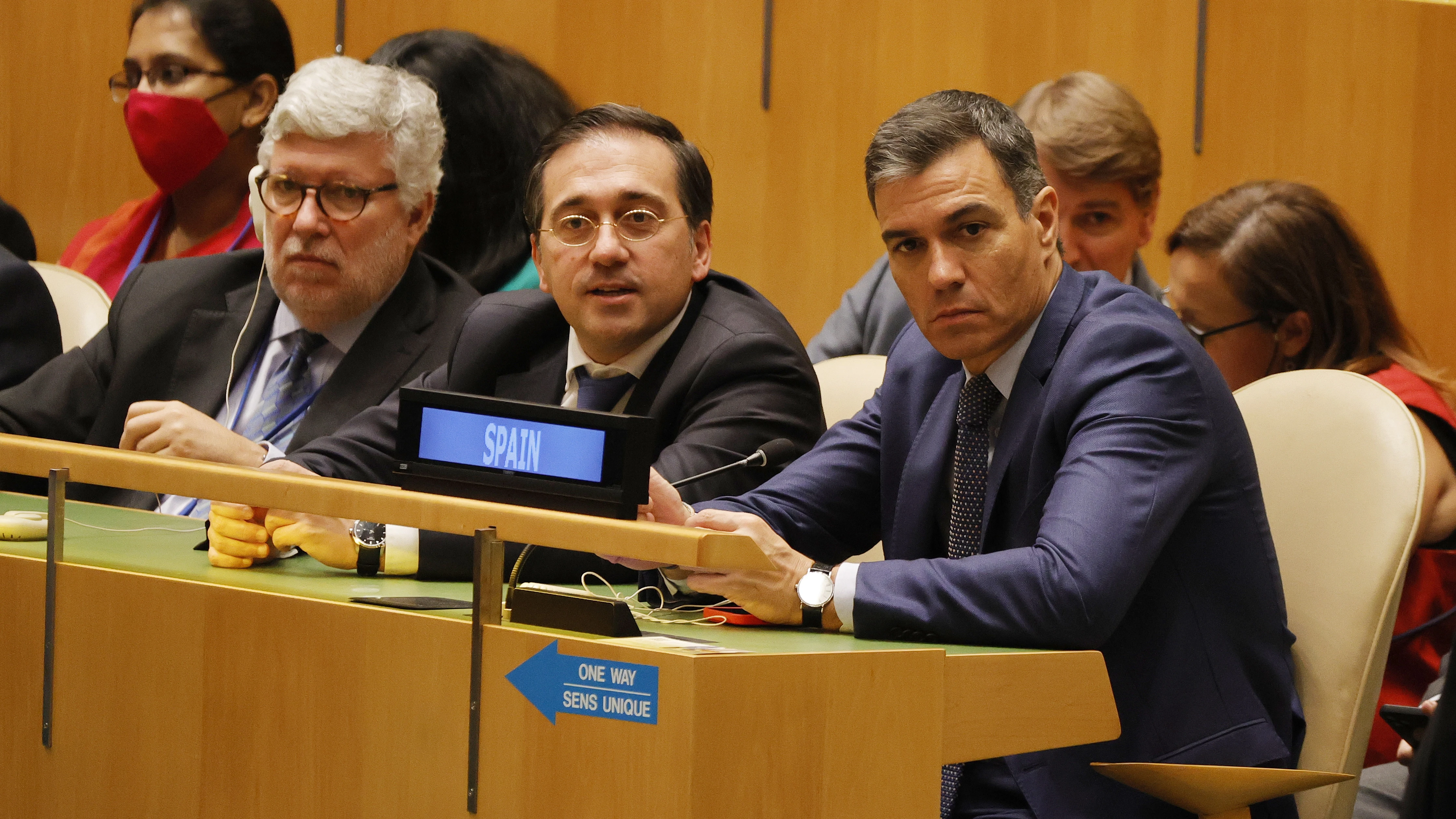 El presidente del Gobierno español, Pedro Sánchez, habla en la sede de la ONU