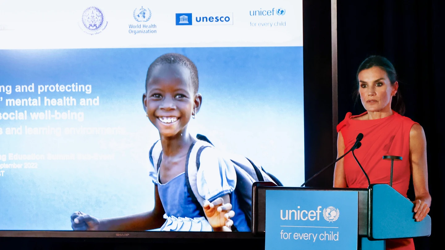 La Reina Letizia durante su participación en el evento organizado por UNICEF y la OMS La Reina Letizia durante su participación en el evento organizado por UNICEF y la OMS