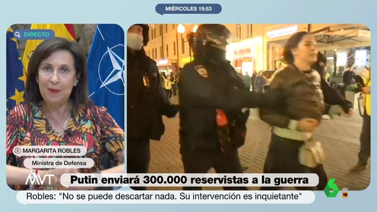 Margarita Robles advierte sobre el riesgo del discurso de Putin: "Está acorralado, puede tomar cualquier decisión" Margarita Robles advierte sobre el riesgo del discurso de Putin: "Está acorralado, puede tomar cualquier decisión"