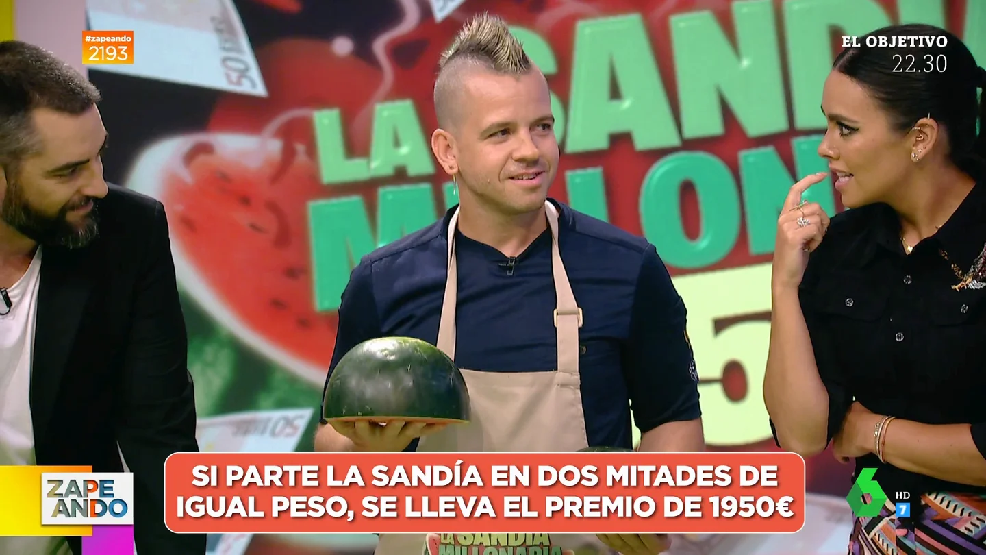 Dabiz Muñoz corta la sandía millonaria de Zapeando Dabiz Muñoz corta la sandía millonaria de Zapeando