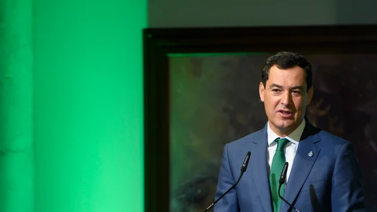 Juanma Moreno, presidente de la Junta de Andalucía, durante una comparecencia Juanma Moreno, presidente de la Junta de Andalucía, durante una comparecencia