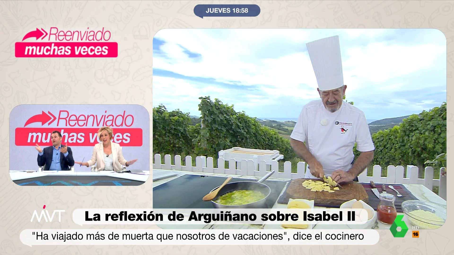 La reacción de Iñaki López al comentario de Arguiñano por el largo funeral de Isabel II: "Hasta su hijo se cogió un día libre"