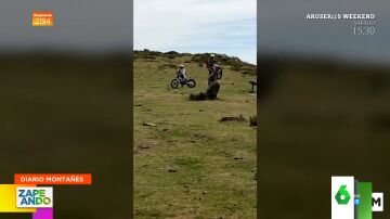 El vídeo que indigna a Cantabria: así usan dos motoristas al menhir del Alto de Lodos como rampa para hacer saltos de trial