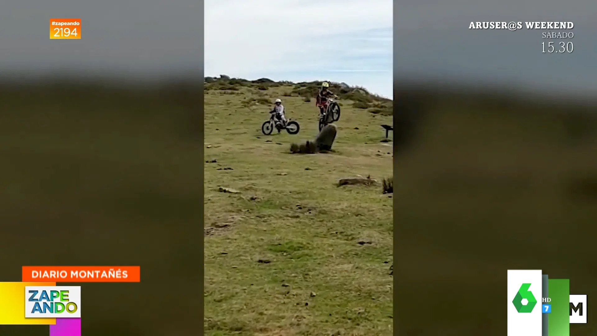 El vídeo que indigna a Cantabria: así usan dos motoristas al menhir del Alto de Lodos como rampa para hacer saltos de trial