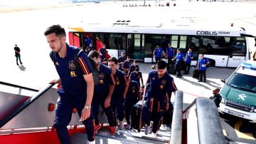 La Selección Española viaja a Zaragoza en avión