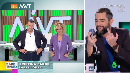 La peineta de Dani Mateo a Cristina Pardo e Iñaki López La peineta de Dani Mateo a Cristina Pardo e Iñaki López