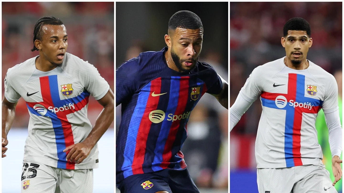 Jules Koundé, Memphis Depay y Ronald Araújo Jules Koundé, Memphis Depay y Ronald Araújo