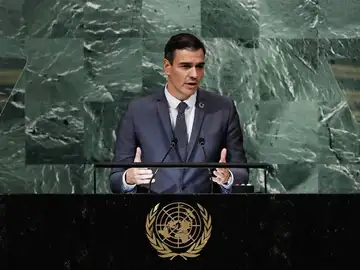 El presidente del Gobierno, Pedro Sánchez, interviene ante la Asamblea General de la ONU