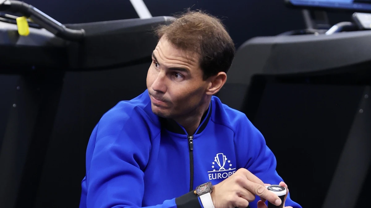 Rafa Nadal antes del partido de la Laver Cup